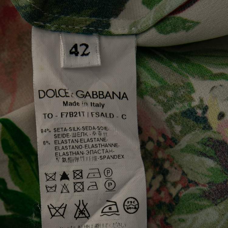 Pre Owned Dolce & Gabbana Multicolor Floral Printed Silk Top M