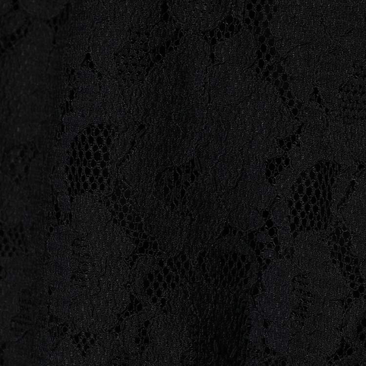Pre Owned Dolce & Gabbana Black Lace & Silk Neck Tie Detail Top M