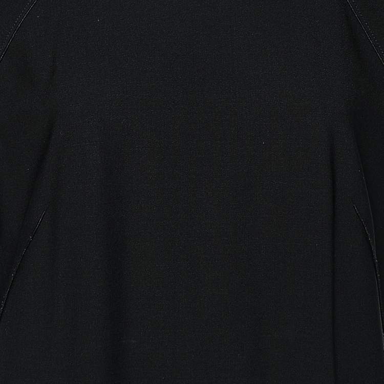 Pre Owned Dolce & Gabbana Black Wool Crepe Pleated Sleeve Midi Dress M