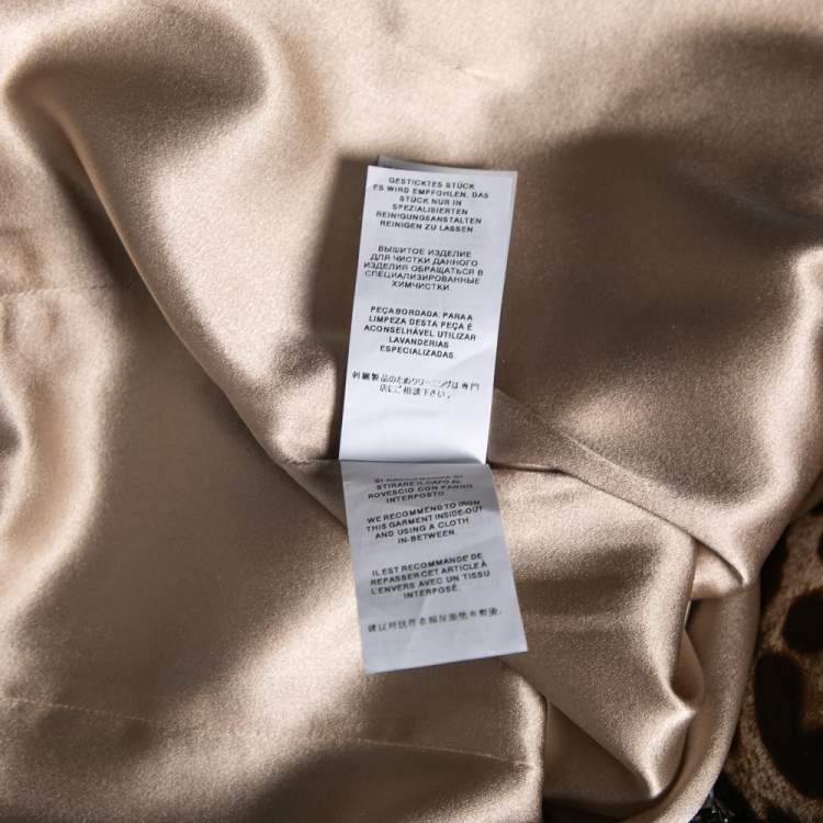 Pre Owned Dolce & Gabbana Brown Leopard Printed Silk Crystal Embellished Mini Skirt M