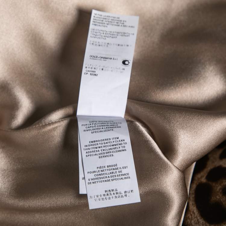 Pre Owned Dolce & Gabbana Brown Leopard Printed Silk Crystal Embellished Mini Skirt M