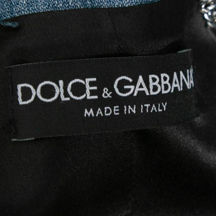 Pre Owned Dolce & Gabbana Blue Denim Lace Detailed Jacket S