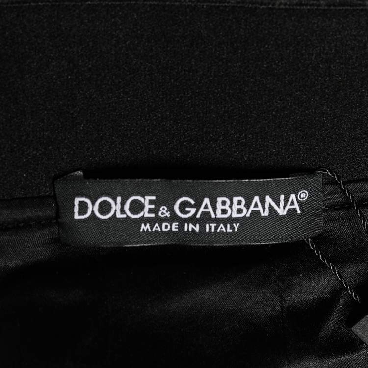 Pre Owned Dolce & Gabbana Black Floral Printed Crepe Pencil Skirt M