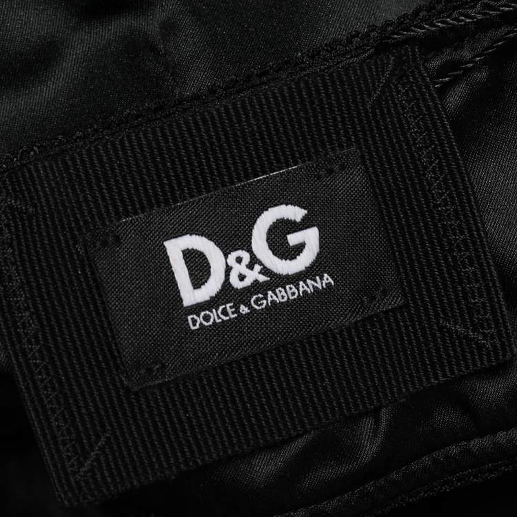 Pre Owned Dolce & Gabbana Black Synthetic Satin Corset Inset Crop Top M