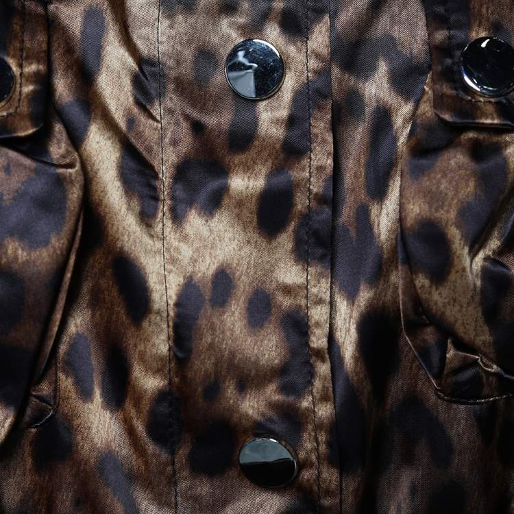 Pre Owned Dolce & Gabbana Brown Leopard Print Synthetic Belted Jacket L