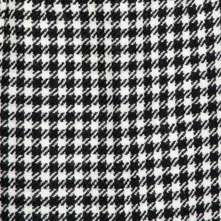 Pre Owned Dolce & Gabbana Monochrome Patterned Wool Fringe Detail Skirt M