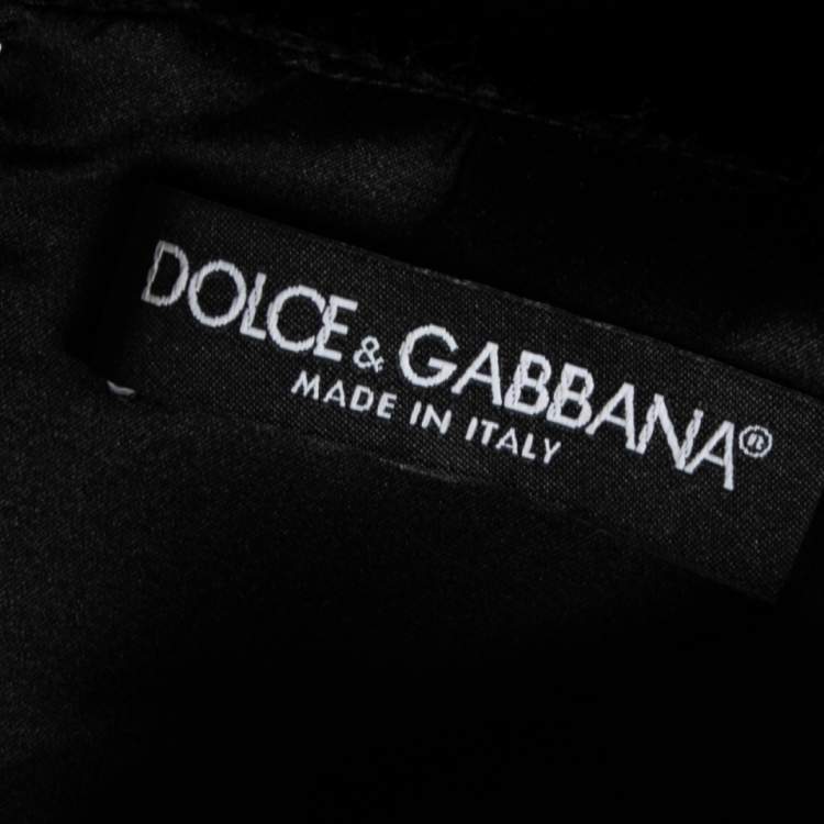 Pre Owned Dolce & Gabbana Black Boucle Fringed Mini Dress M