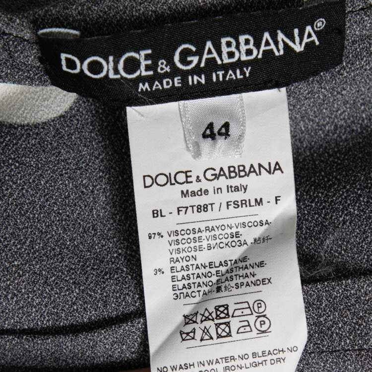 مملوكة مسبقًا Dolce & Gabbana Black Polka Dotted Crepe Fitted Waist Top M