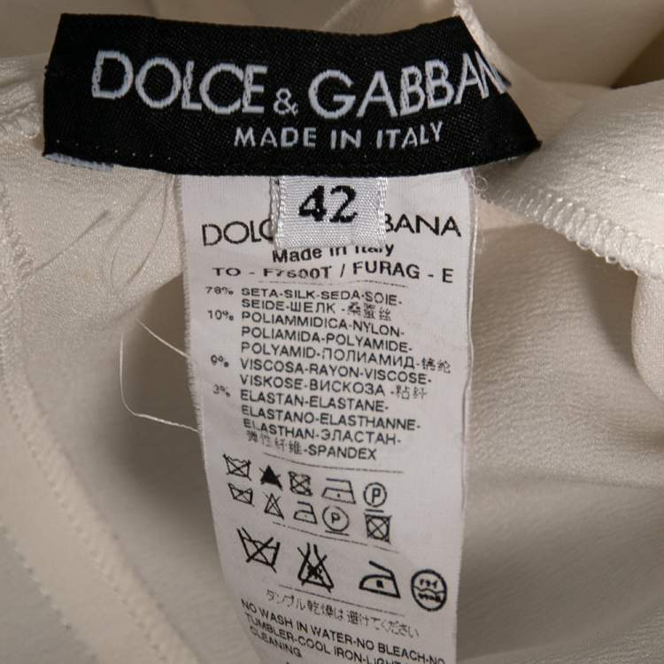 Pre Owned Dolce & Gabbana White Silk Ruffle Lace Trimmed Sleeveless Top M