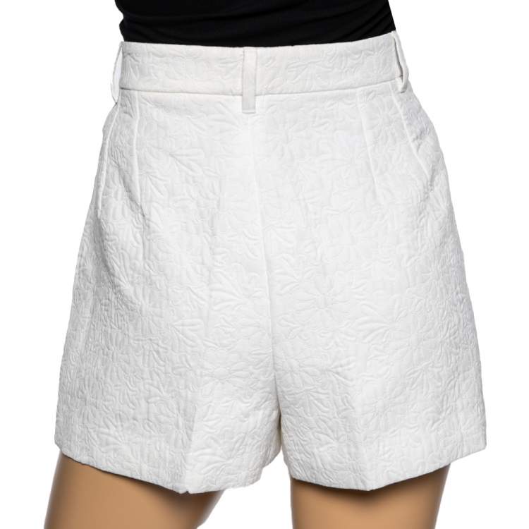 Pre Owned Dolce & Gabbana White Floral Patterned Cotton Shorts M