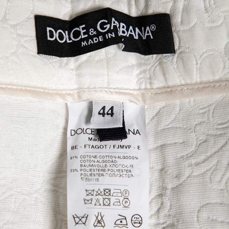 Pre Owned Dolce & Gabbana White Floral Patterned Cotton Shorts M