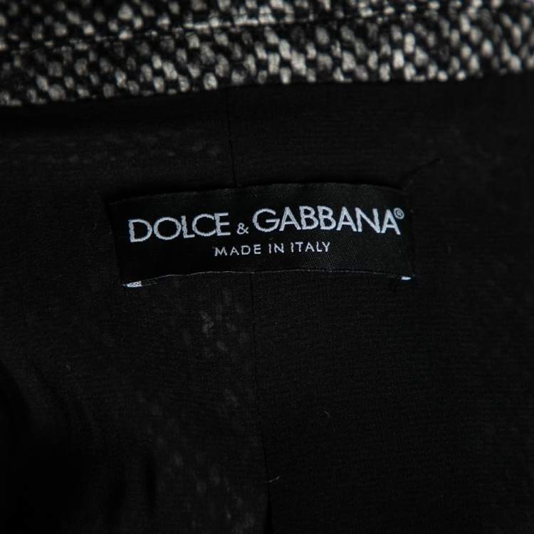 Pre Owned Dolce & Gabbana Monochrome Knit Floral Laser Cut Jacket M