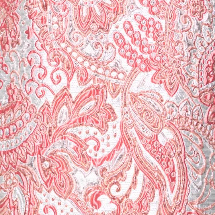 Pre Owned Dolce & Gabbana Pink & Silver Brocade Sleeveless Dress M