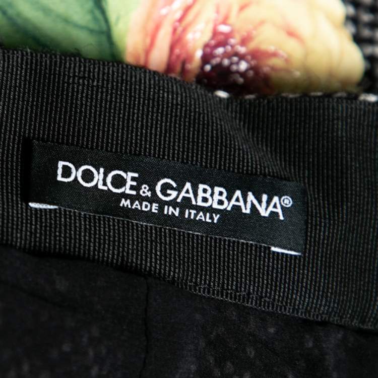 Pre Owned Dolce & Gabbana Monochrome Knit Floral Laser Cut Pencil Skirt M