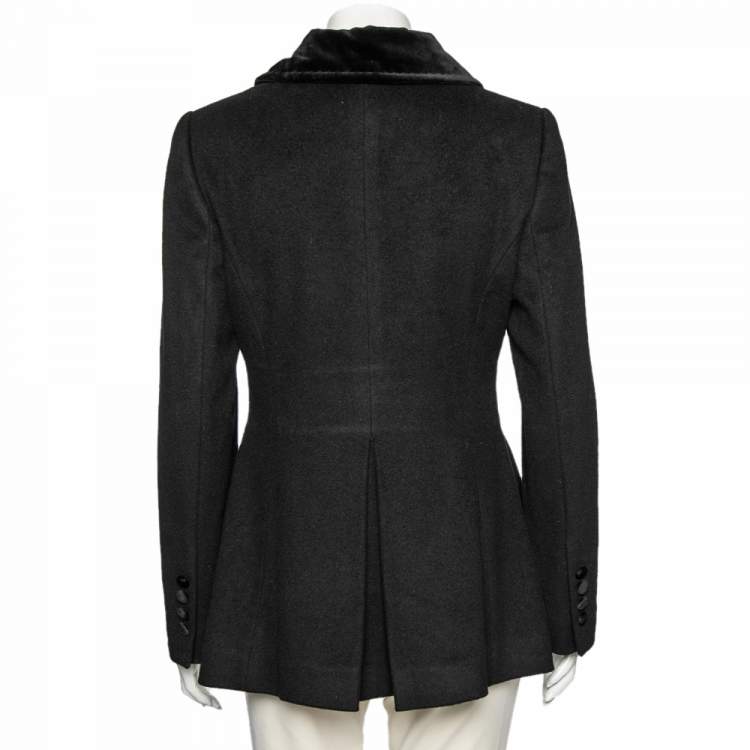 Pre Owned Dolce & Gabbana Black Wool Double Breasted Short Coat M