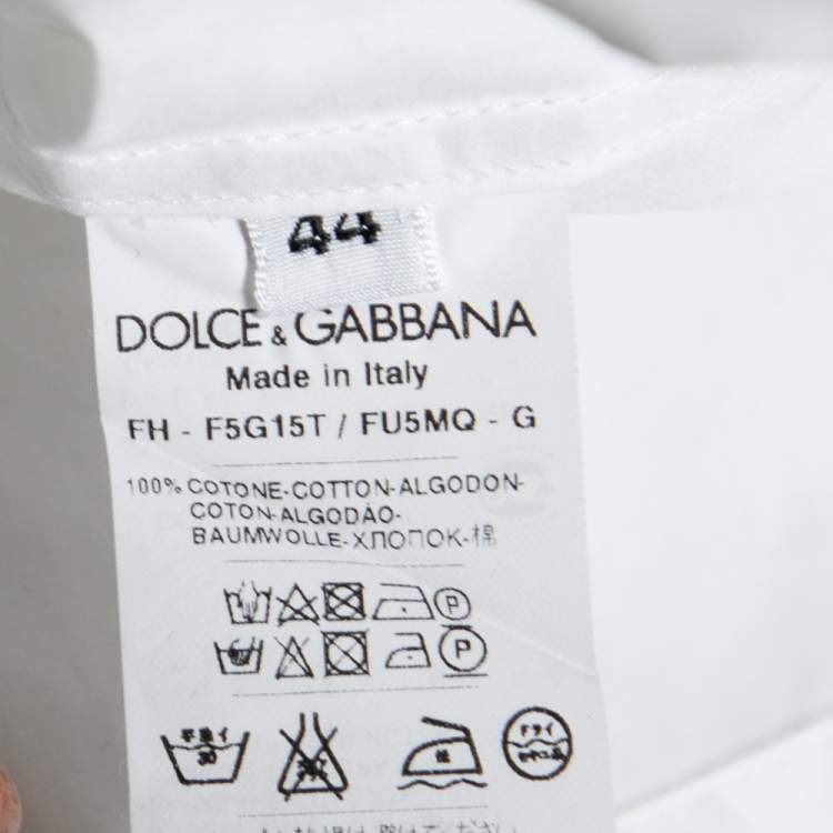 Pre Owned Dolce & Gabbana White Cotton Short Sleeve Shirt M