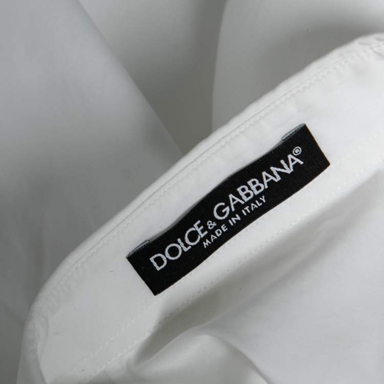Pre Owned Dolce & Gabbana White Cotton Short Sleeve Shirt M