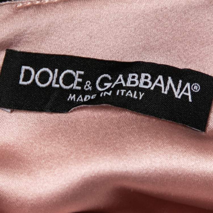 Pre Owned Dolce & Gabbana Pink Crepe Ruffled Shift Dress M