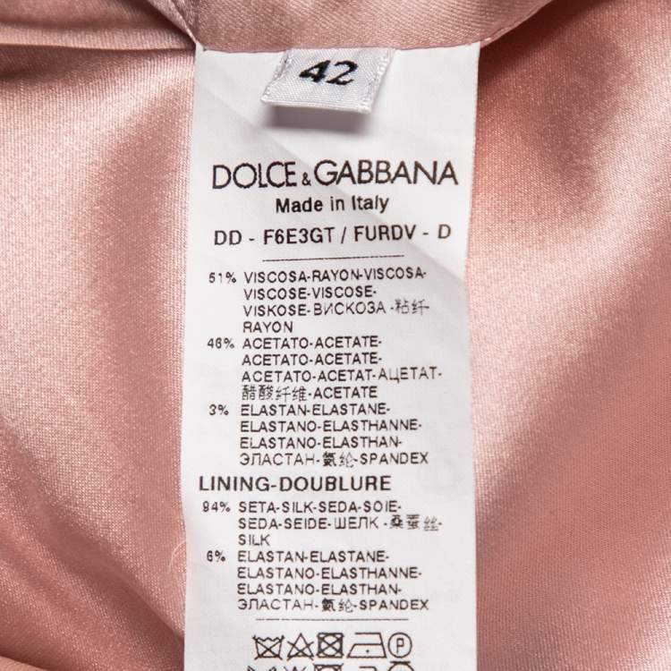 Pre Owned Dolce & Gabbana Pink Crepe Ruffled Shift Dress M
