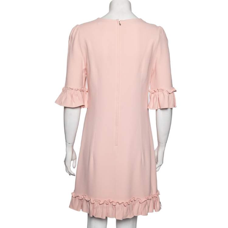 Pre Owned Dolce & Gabbana Pink Crepe Ruffled Shift Dress M