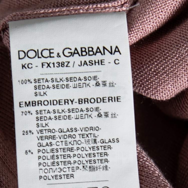 Pre Owned Dolce & Gabbana Pink Knit Floral Applique Long Sleeve Cardigan M