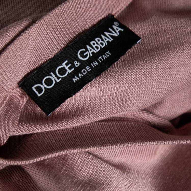 Pre Owned Dolce & Gabbana Pink Knit Floral Applique Long Sleeve Cardigan M