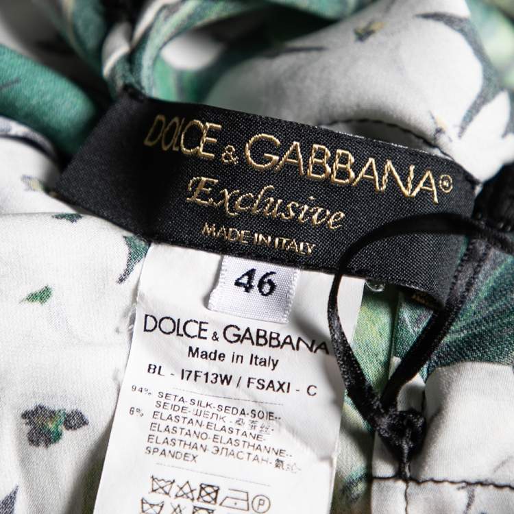 Pre Owned Dolce & Gabbana Exclusive Green Hydrangea Printed Silk Top L