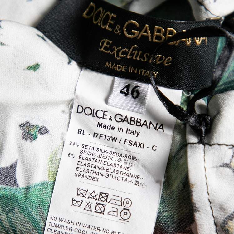 Pre Owned Dolce & Gabbana Exclusive Green Hydrangea Printed Silk Top L