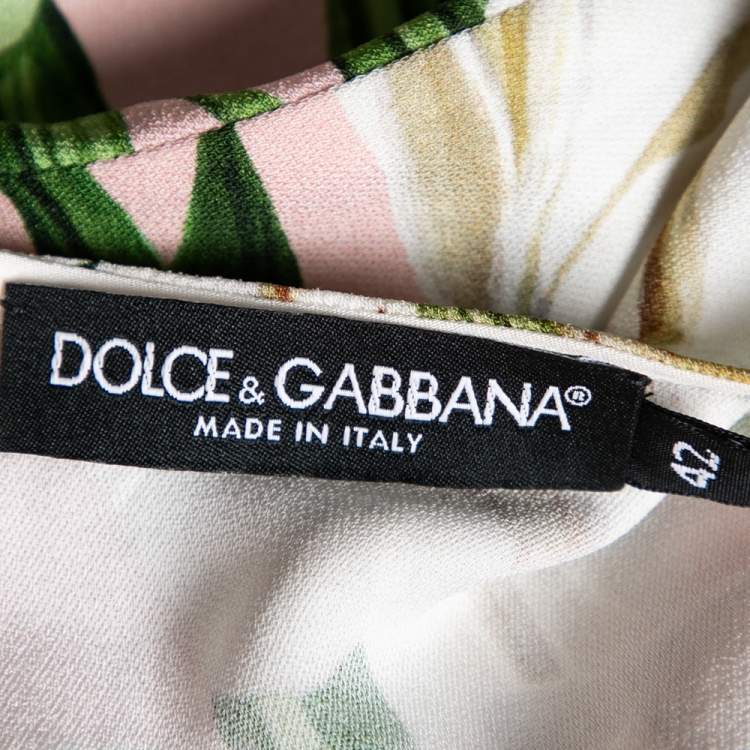 مملوكة مسبقًا Dolce & Gabbana Pink Lily Printed Crepe Top M
