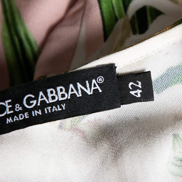 مملوكة مسبقًا Dolce & Gabbana Pink Lily Printed Crepe Top M