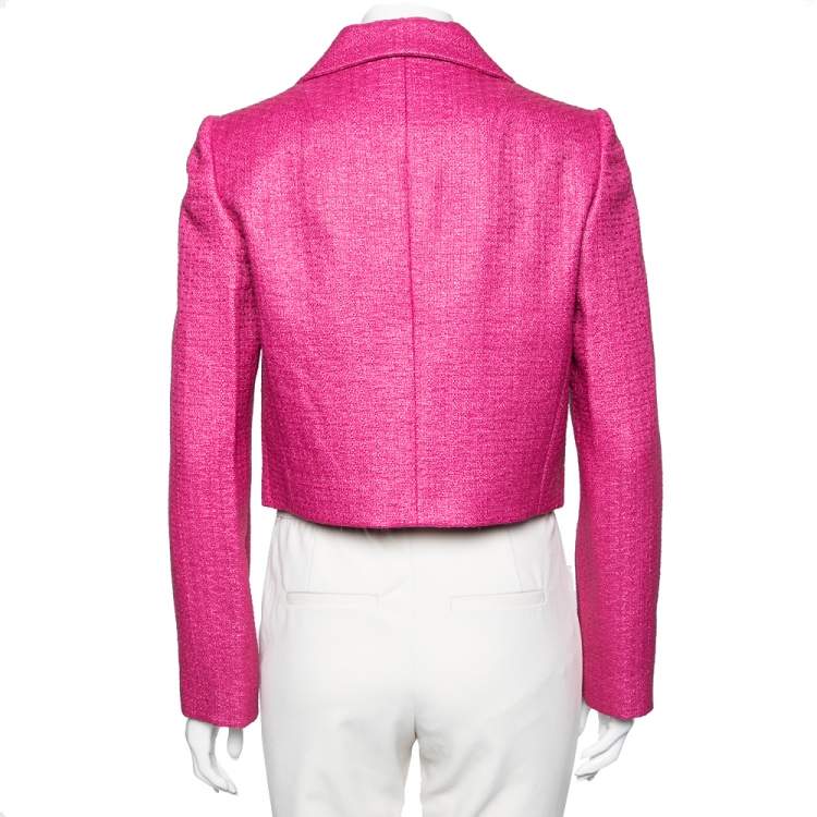 Pre Owned Dolce & Gabbana Pink Synthetic Double Breasted Cropped Blazer M