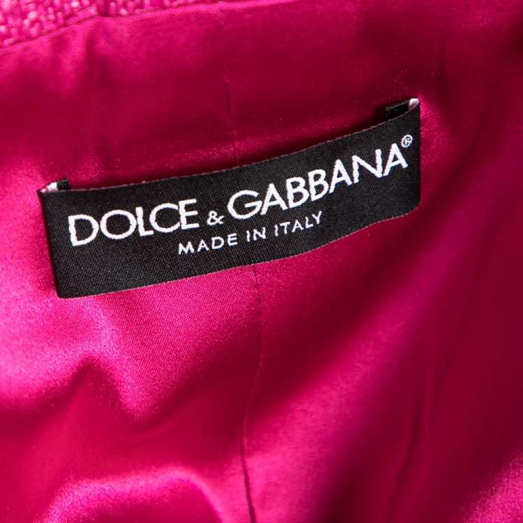 Pre Owned Dolce & Gabbana Pink Synthetic Double Breasted Cropped Blazer M