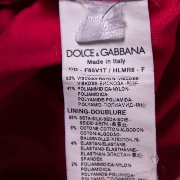 Pre Owned Dolce & Gabbana Pink Floral Lace Crew Neck Short Sleeve Dress M