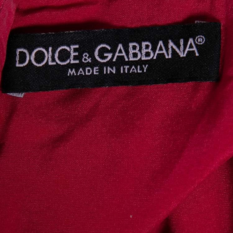 Pre Owned Dolce & Gabbana Pink Floral Lace Crew Neck Short Sleeve Dress M