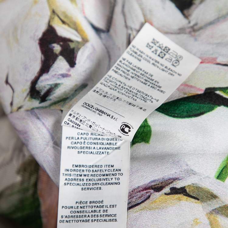 Pre Owned Dolce & Gabbana Multicolored Peony Printed Jacquard Embellished Coat M