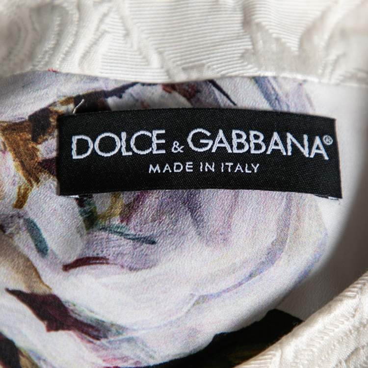 Pre Owned Dolce & Gabbana Multicolored Peony Printed Jacquard Embellished Coat M