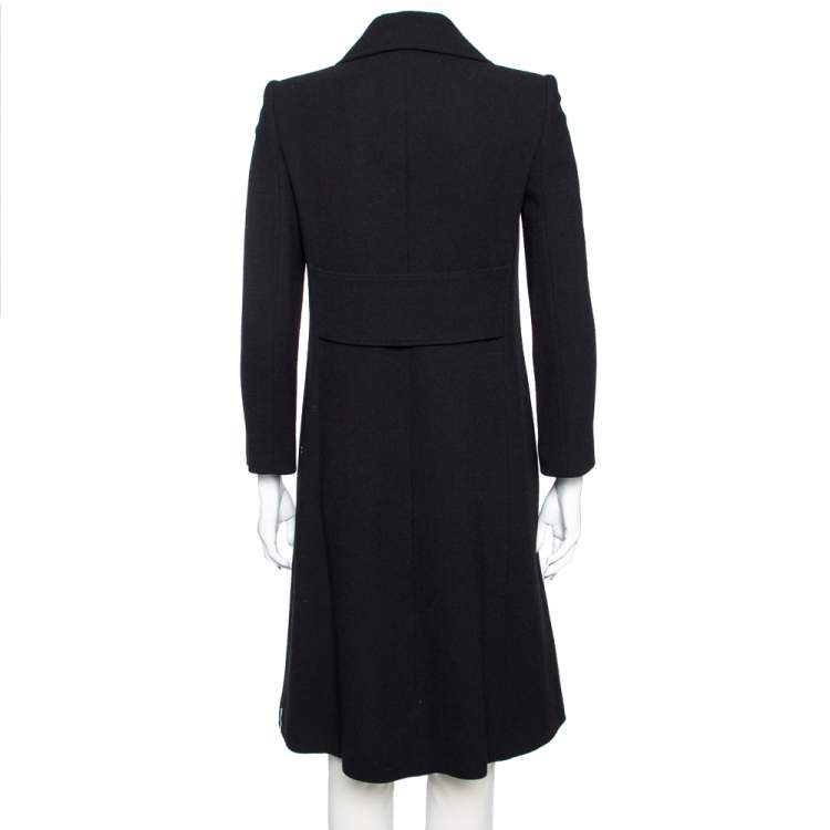 Pre Owned Dolce & Gabbana Black Textured Wool Button Front Coat M