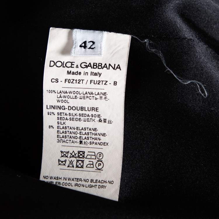 Pre Owned Dolce & Gabbana Black Textured Wool Button Front Coat M
