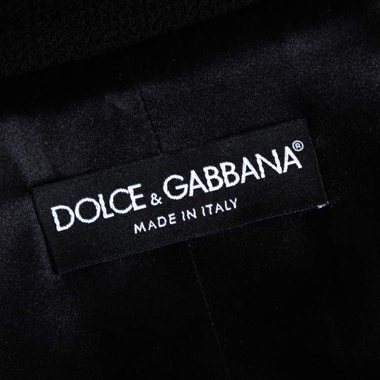 Pre Owned Dolce & Gabbana Black Textured Wool Button Front Coat M