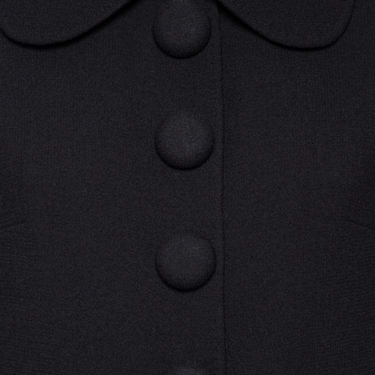 Pre Owned Dolce & Gabbana Black Textured Wool Button Front Coat M