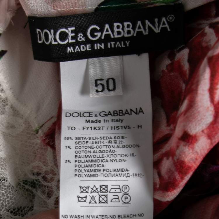 Pre Owned Dolce & Gabbana Multicolor Floral Printed Lace Trim Top M