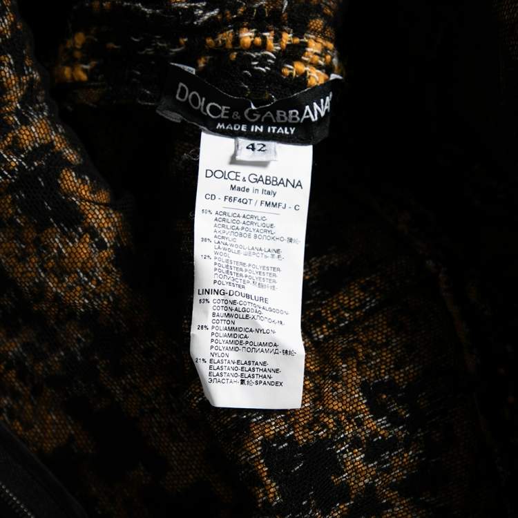 Pre Owned Dolce & Gabbana Yellow and Black Tweed Dress M