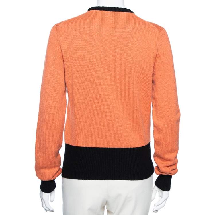 Pre Owned Dolce & Gabbana Orange Eleganza Intarsia Knit Pullover M