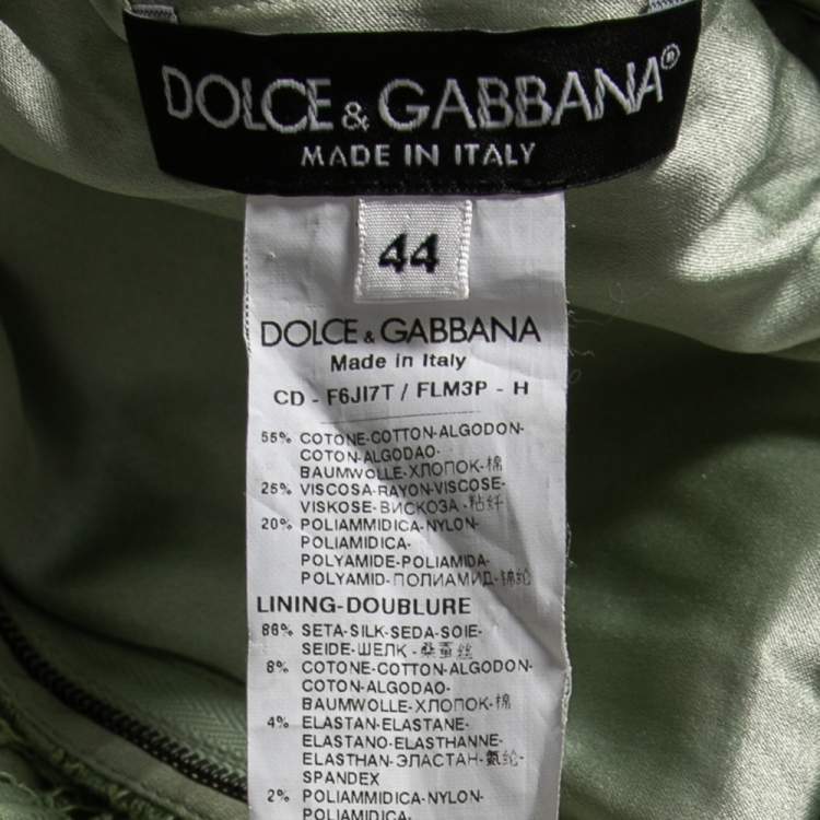 Pre Owned Dolce & Gabbana Green Floral Lace Flared Dress M 