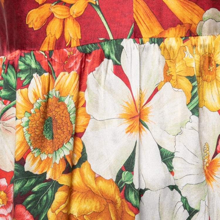 Pre Owned Dolce & Gabbana Multicolor Floral Printed Silk Sleeveless Mini Dress M