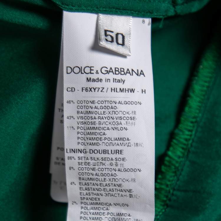 Pre Owned Dolce & Gabbana Green Lace Dragon Fly Embellished Midi Dress XL
