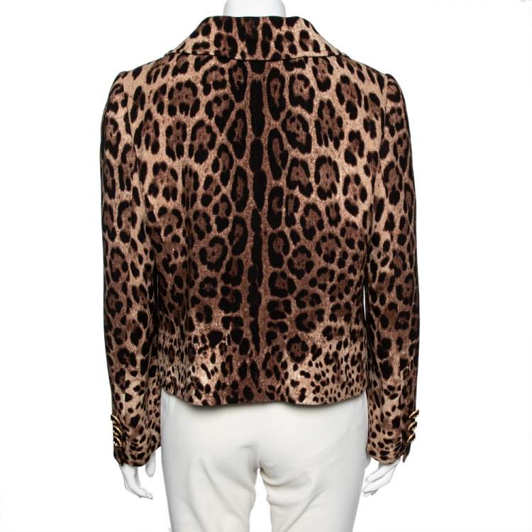 Pre Owned Dolce & Gabbana Leopard Print Wool Button Front Jacket L