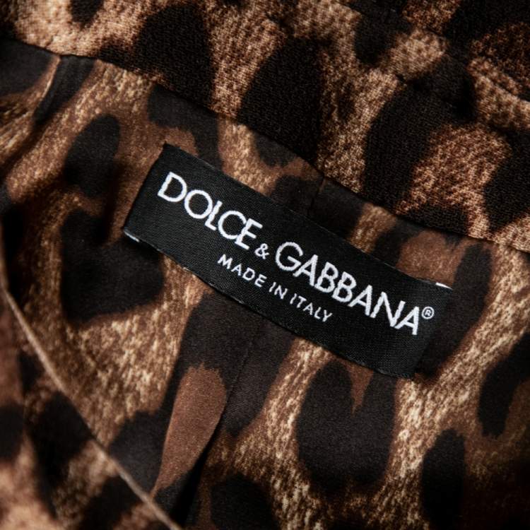 Pre Owned Dolce & Gabbana Leopard Print Wool Button Front Jacket L