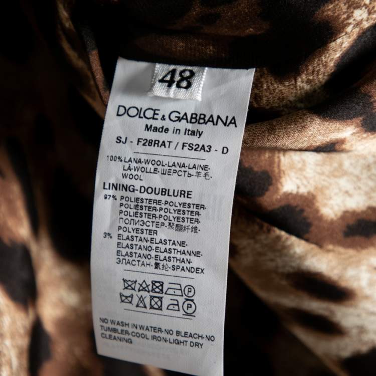 Pre Owned Dolce & Gabbana Leopard Print Wool Button Front Jacket L
