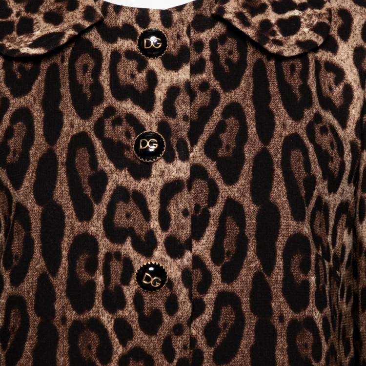 Pre Owned Dolce & Gabbana Leopard Print Wool Button Front Jacket L